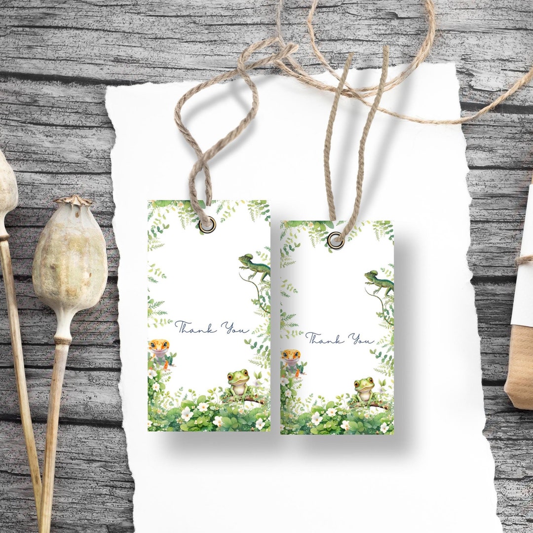 Reptile Birthday Party Gift Tags: Lizard Snake Gecko Printable Digital ...