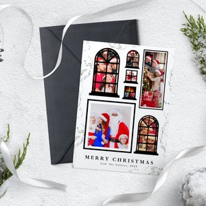 Minimalist Family Photo Christmas Card Template (Canva Editable)