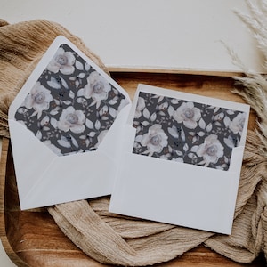 A7 Envelope Liner Printable Brown Floral Design Template, 12 Sizes Included, DIY Envelope Liner, Euro Flap Liner Instant Download, EL1