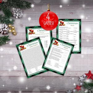 Christmas Game Bundle, Four Instant Printable Fun Party Game, Family And Friends, Word Search,Trivia, Christmas Activity, Kids Christmas C1