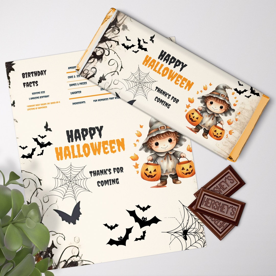 Halloween Chocolate Bar Wrapper DIY Thank You Favor Instant Download ...