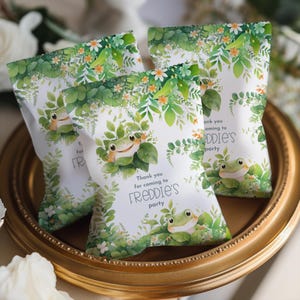 Digitale download kikker Chip Wrapper - Greenery Party Favor Decor Template voor jongens verjaardag