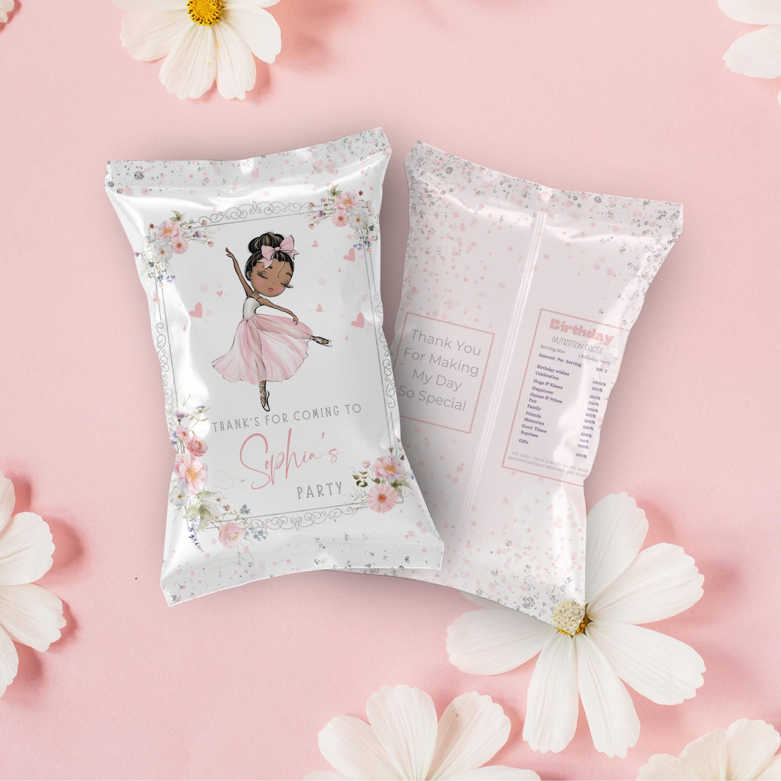Ballerina Chip Bag Wrapper Template, Cute Tutu Printable Birthday Pink ...