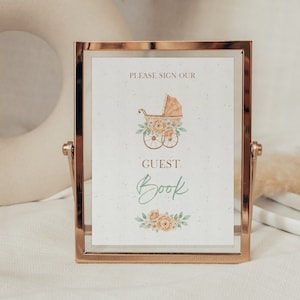 Baby Shower Favor Table Sign Template, Baby Stroller Guest Book Gender Neutral Baby,Instant download ,Editable in Canva,Printable BS1