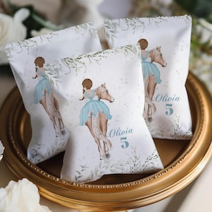 Horse Birthday Chip Bag Wrapper: Green Pony Party Favor (Digital Download, Printable PP1