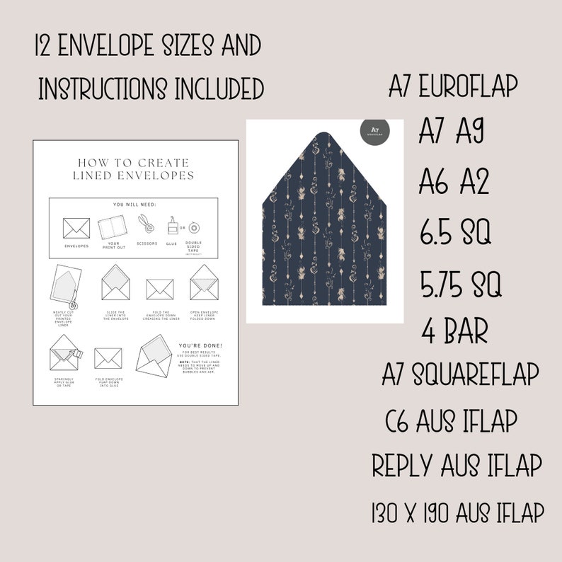 Envelope Guide Print Envelope Liner Template Black Gold Arrow DIY Printable 12 Sizes Digital ...