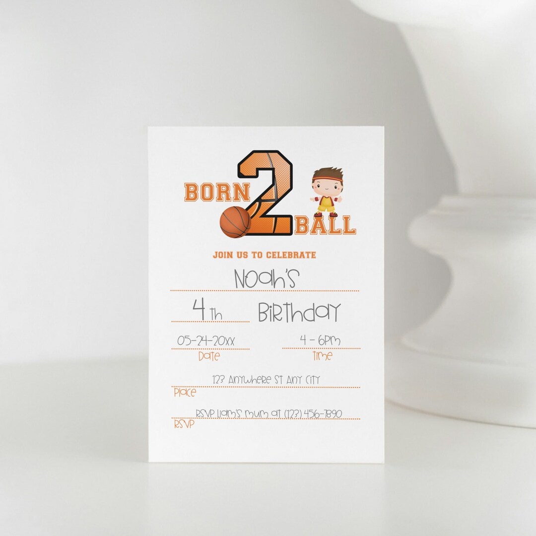 Born 2 Ball Basketball Birthday Invitation Digital Download Sports ...