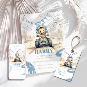 Invito per il secondo compleanno di Two Fast / Festa di compleanno per ragazzi con auto da corsa / Invito digitale per gare di kart / Download immediato e modificabile in Canva, CP1