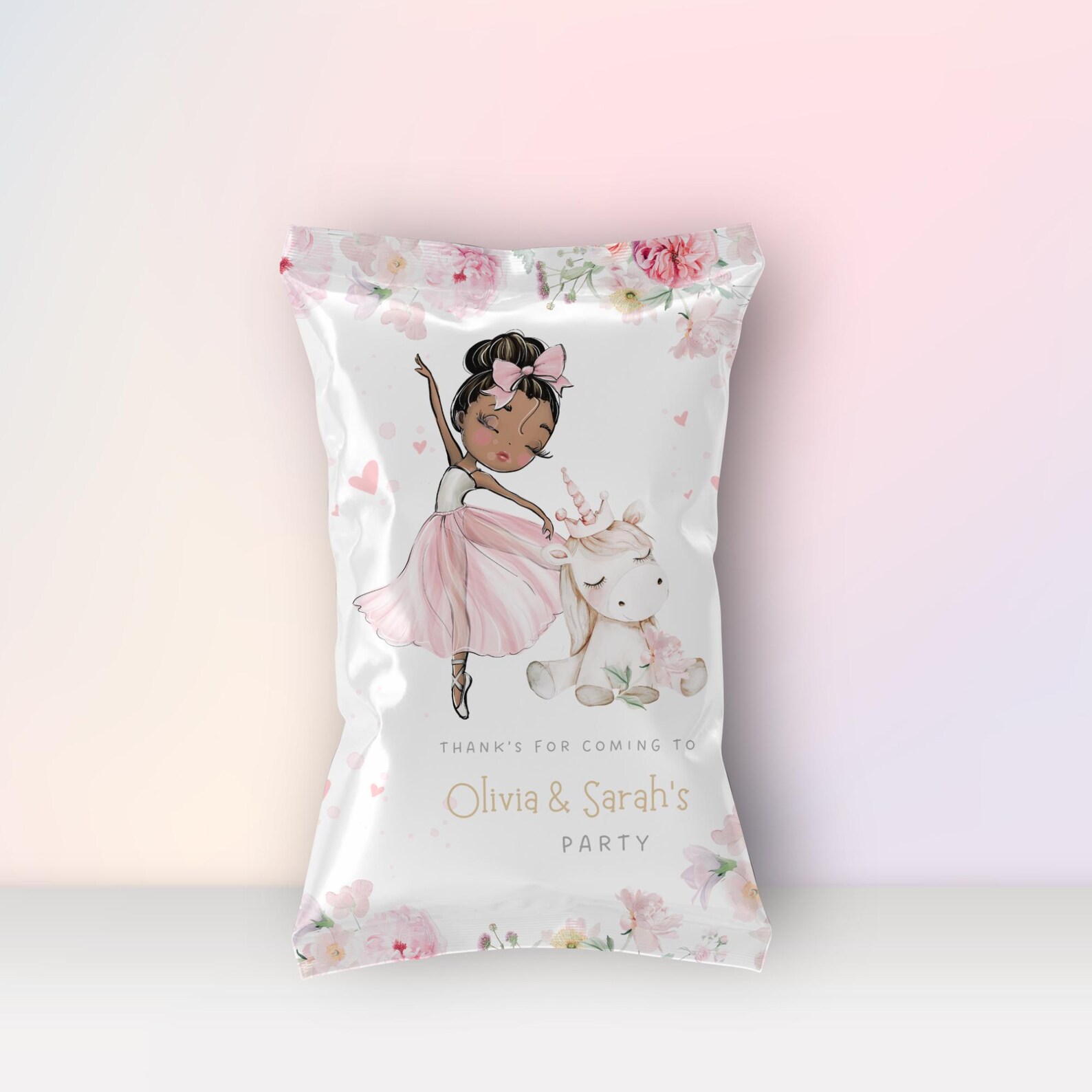 Wrapper Girl Ballerina Unicorn Chip Bag Wrapper Girl Birthday Party Favor Printable ...
