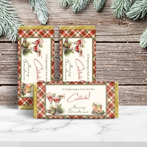Christmas Candy Bar Wrapper Coworker Favors ,Guest Gifts ,Orange Cocktail Choc Wrap, Chocolate Wrapper,Candy  Bar, Chocolate Bar Label, C1