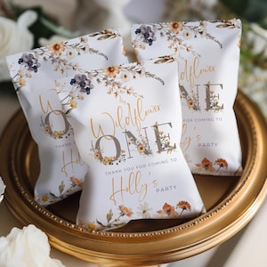 Wildflower Snacks and Chips Bag Wrapper Template - DIY Birthday Party Favor Birthday Party Decor Instant Download Printable DIY IN Canva WF1