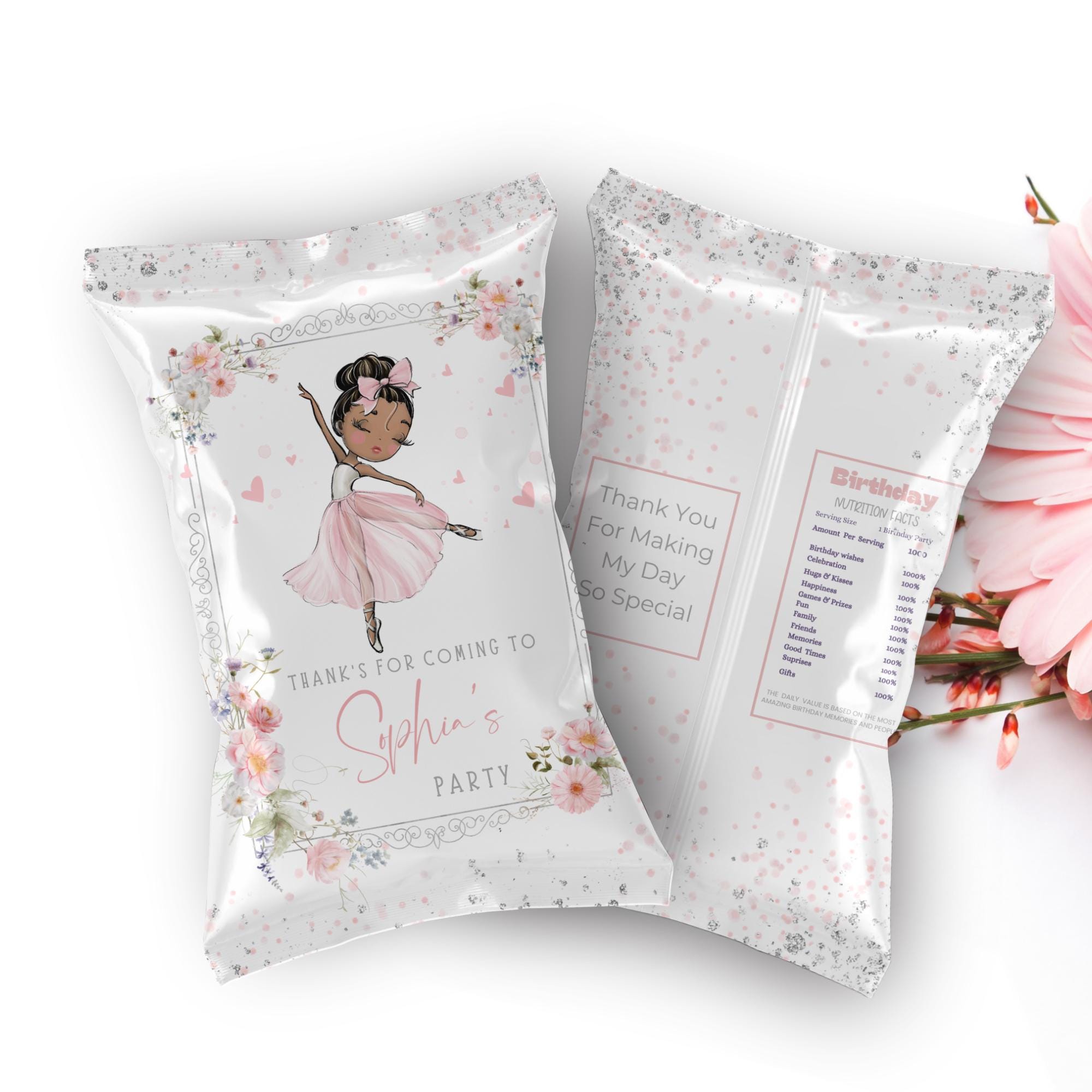 Ballerina Chip Bag Wrapper Template, Cute Tutu Printable Birthday Pink ...