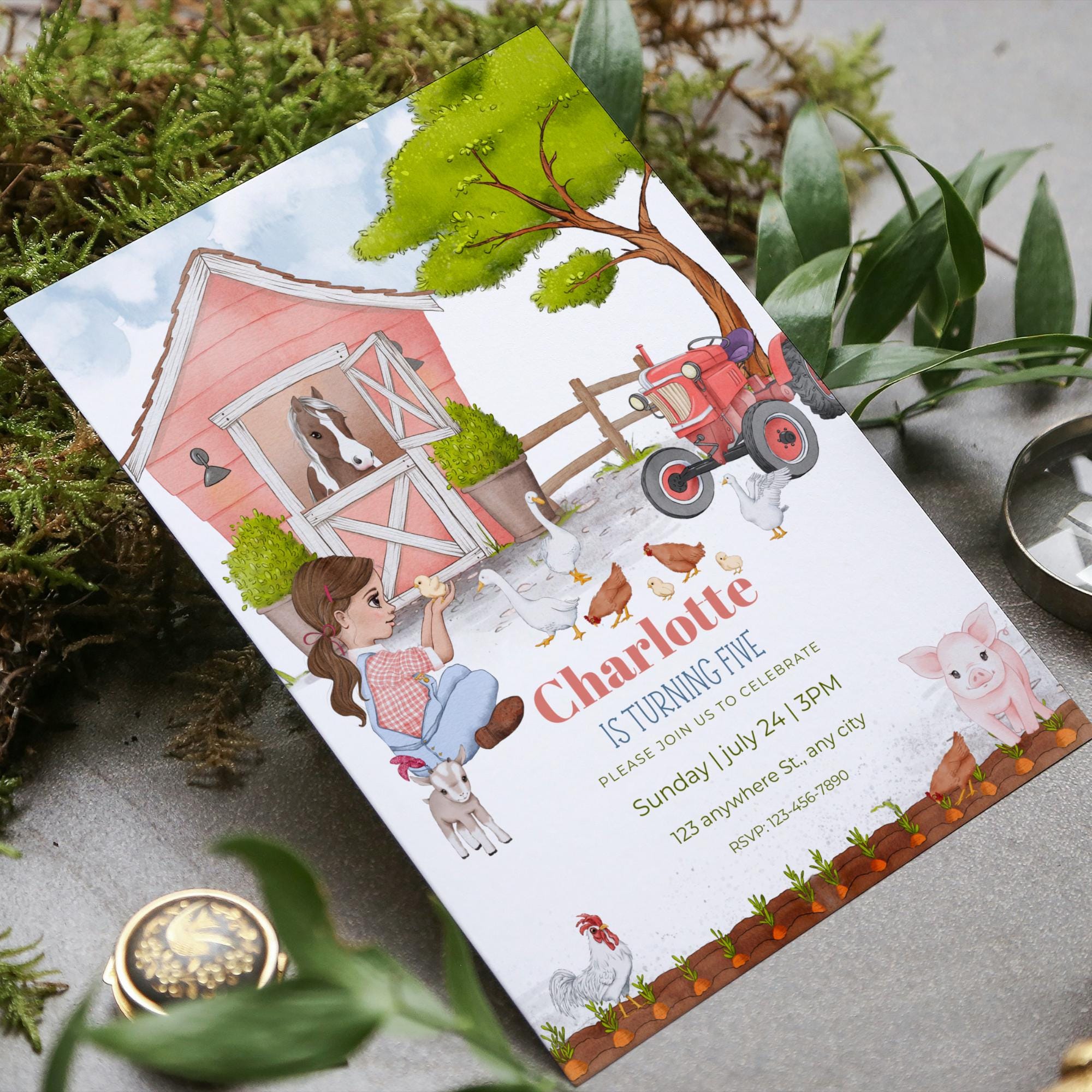 Farm Animals Birthday Invitation Rustic Barnyard Party Digital Download ...