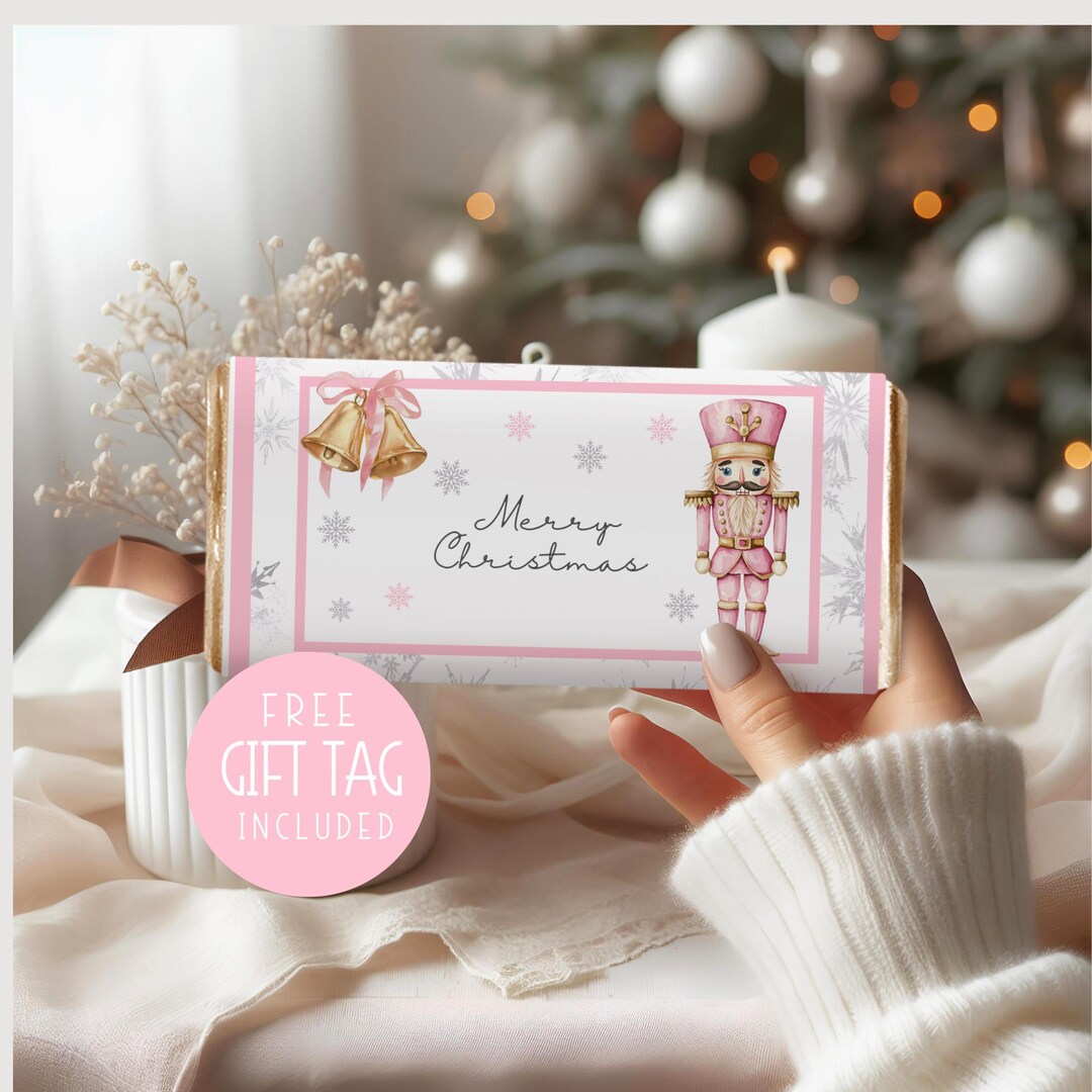 Editable Christmas Chocolate Bar Wrapper & Free Gift Tag PDF – Holiday ...