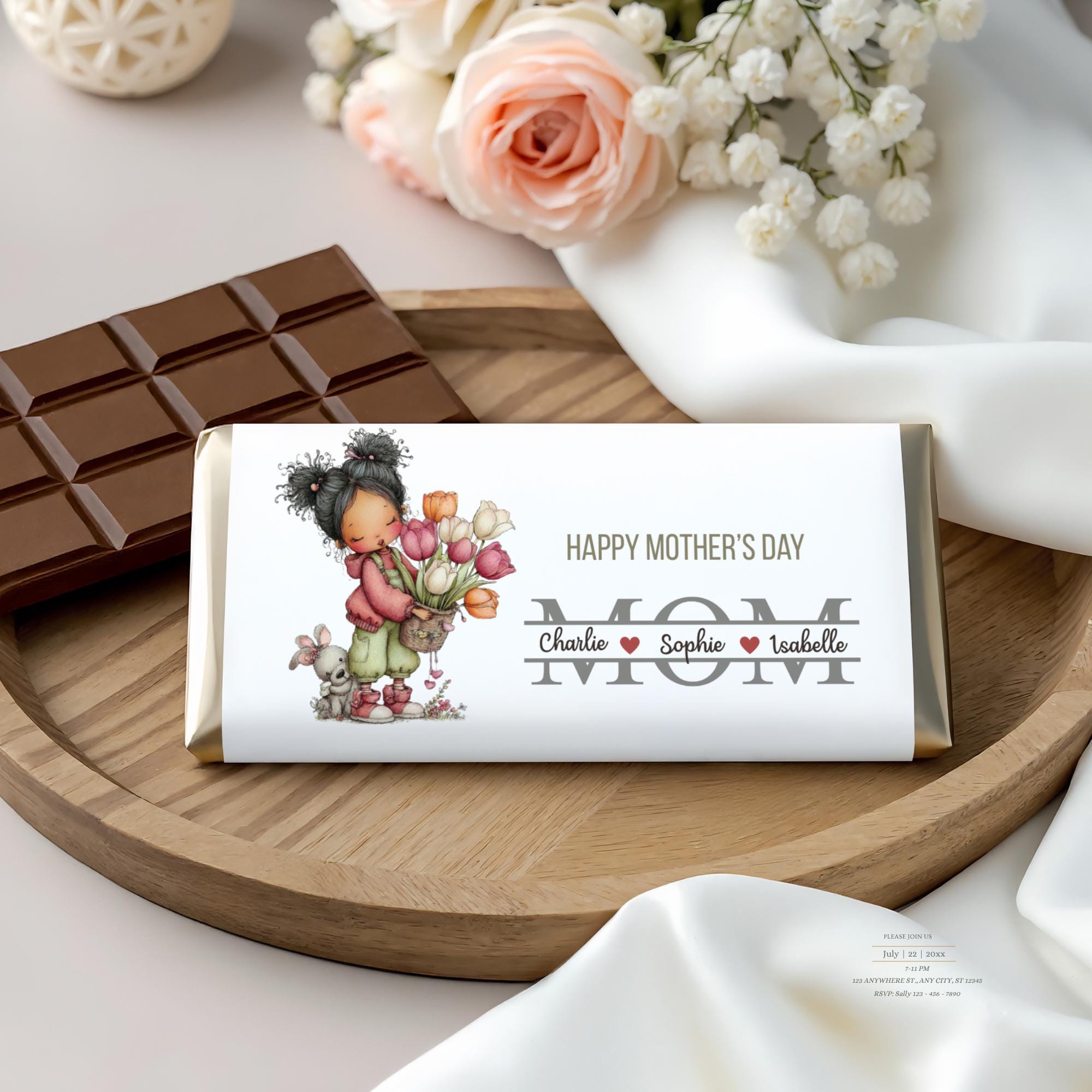 Mother's Day Chocolate Wrapper Template, Personalized Mom Gift, Candy ...