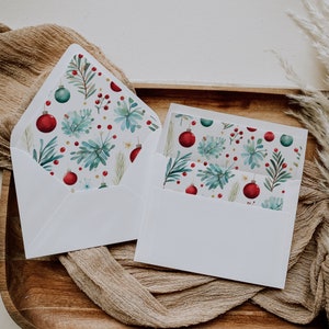 A7 Umschlag Liner, 12 Größen inklusive Weihnachtskugeln Design Vorlage, bedruckbar, DIY Umschlag Liner, Euro Flap Liner Instant Download, EL1