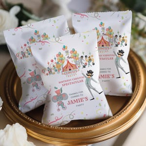 Modello per sacchetti di patatine per feste di Carnevale per bambini, modello fai da te per involucri di snack da luna park, download immediato di sacchetti di patatine per feste di Carnevale per bambini CP1
