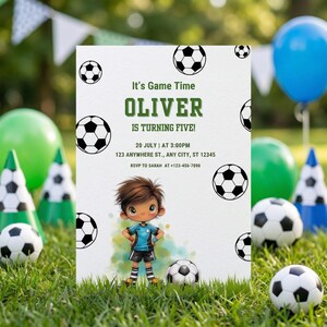 Soccer Birthday Invitation Editable Sports Theme Digital Card Template 5th Party Boy Kids Printable