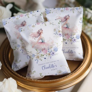 Ballerina Chip Bag Wrapper Template: Wildflower Ballet Birthday (Digital Download)
