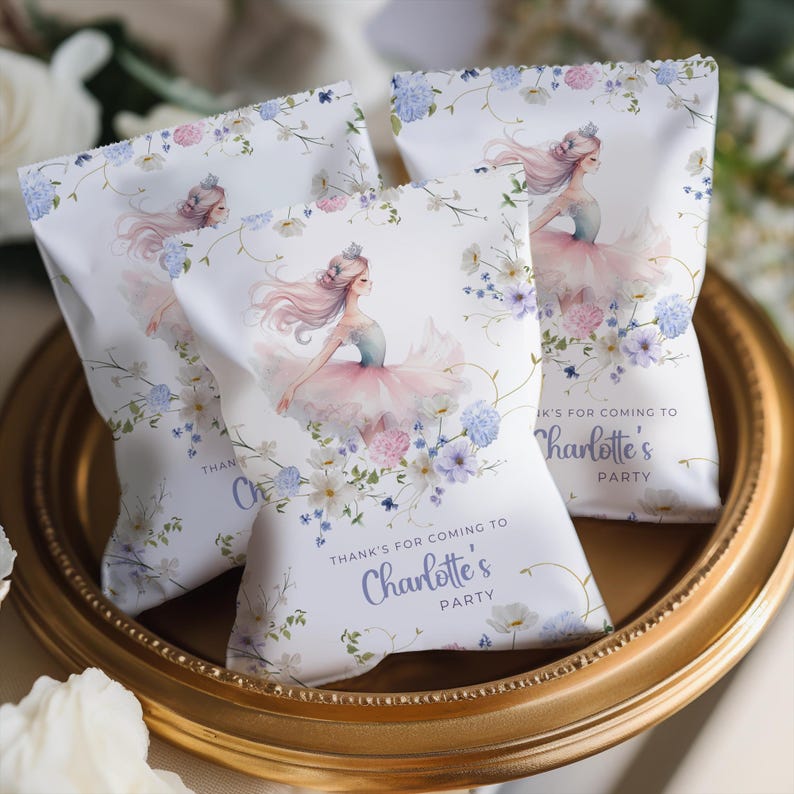 Ballerina Chip Bag Wrapper Template, Cute Tutu Printable Birthday ...
