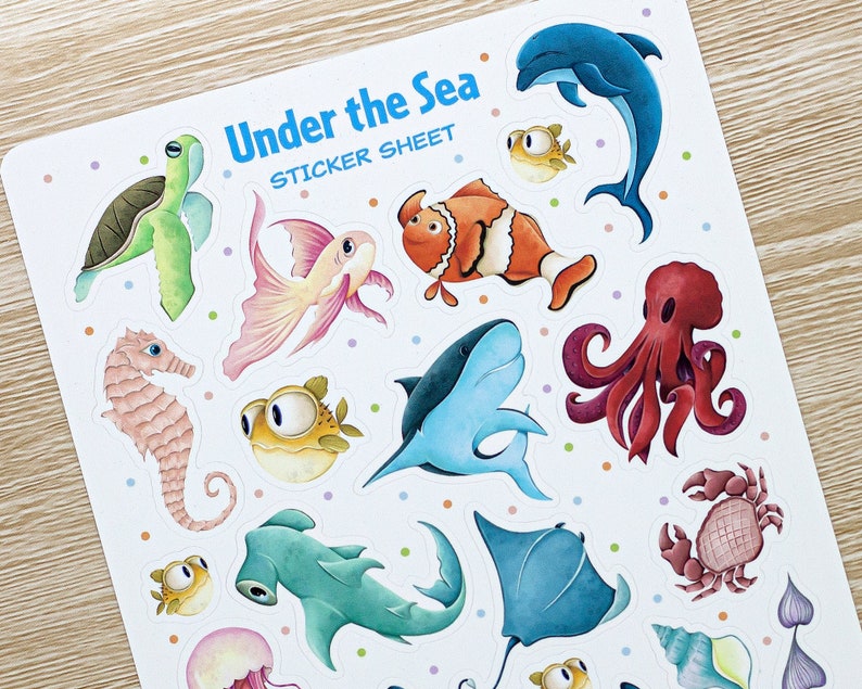 Under the Sea Sticker Sheet Bullet Journal Scrapbooking Cute Etsy