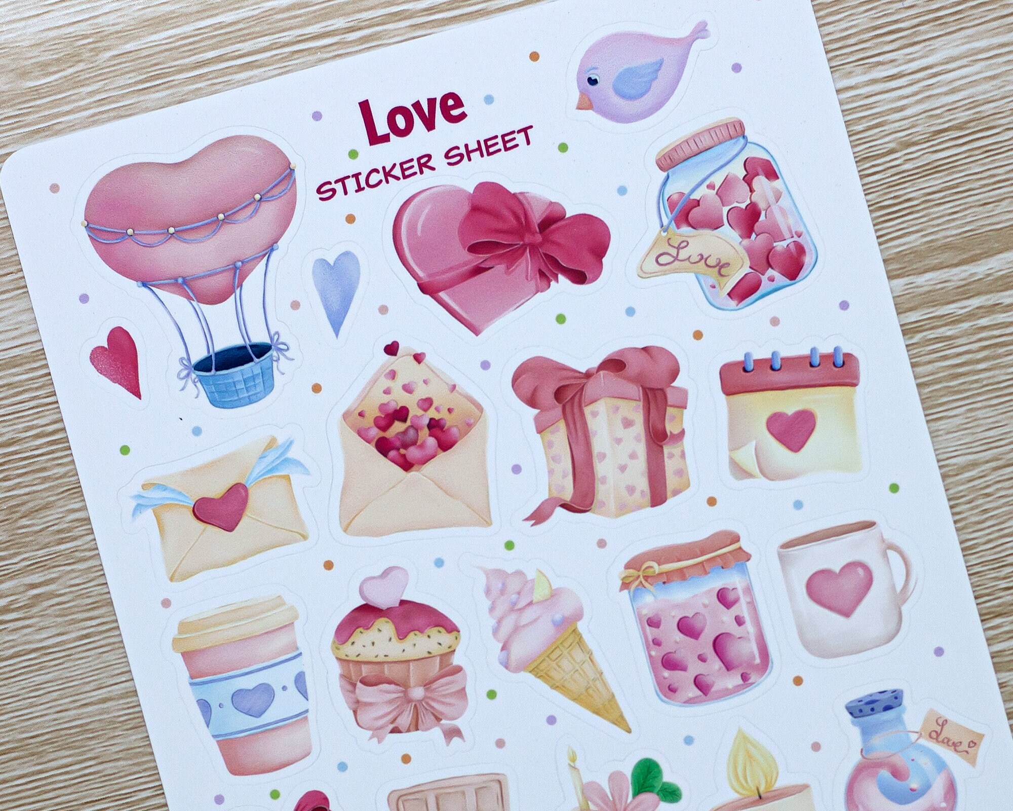Love Sticker Sheet Bullet Journal Scrapbooking Cute Decorative Stickers ...