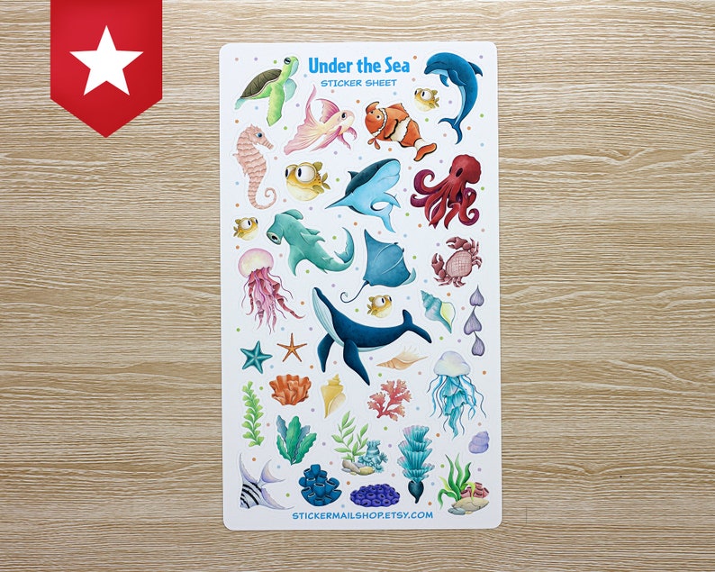 Under the Sea Sticker Sheet Bullet Journal Scrapbooking Cute Etsy