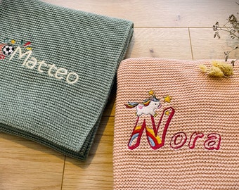 Manta de bebé personalizada | Manta de bebé tejida | Manta de bebé personalizada | Regalo de nacimiento | Regalo de bautizo | Regalo para baby shower