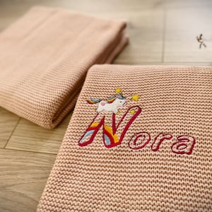Baby blanket personalized knit | Knitted blanket baby | Baby blanket with name girl gift for birth
