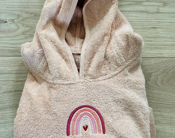 Badeponcho Baby mit namen, Kapuzenhandtuch Baby personalisiert Badetuch Handtuch Babygeschenk Bademantel 1-4 Jahre
