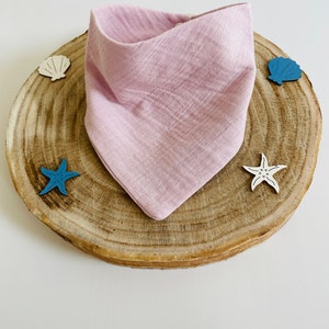 Bavoir bébé / bavoir / écharpe en mousseline 100% coton bio, avec bouton pression, lange mousseline, cadeau bébé, vieux rose clair image 3