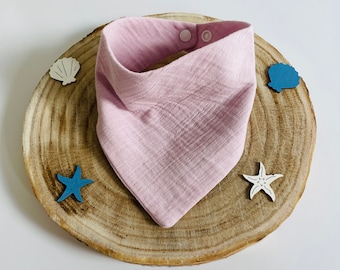 Baby bib / burp cloth / scarf made of muslin 100% organic cotton, with snap fastener, muslin cloth, baby gift, old rose light