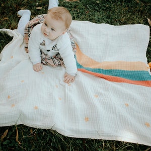 Baby blanket with name made of muslin 100% cotton 4 layers | Cuddly blanket | Gift for birth | Baptism | personalized baby gifts