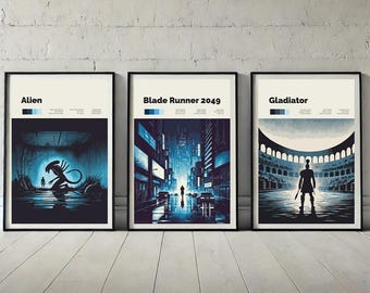 Ridley Scott Movie Poster Set: Alien, Blade Runner, Gladiator 