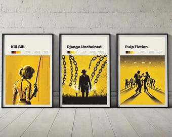 Conjunto de pósteres de películas de Tarantino: Láminas de arte minimalista (Descarga digital)