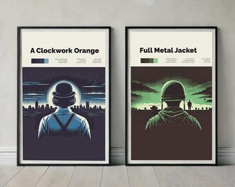 Kubrick Movie Poster Set: A Clockwork Orange & Full Metal Jacket (Digital Prints)