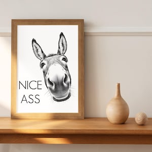 Donkey nice ass funny poster for bathroom hallway to print yourself print template DIN A1-A6 PDF decoration home gift idea