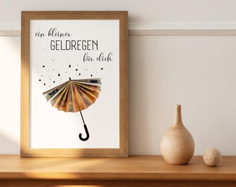 Geldgeschenk ein kleiner Geldregen für dich Last Minute Geschenkidee zum Geburtstag Geburtstagsgeschenk DIY Vorlage PDF Sofort Download