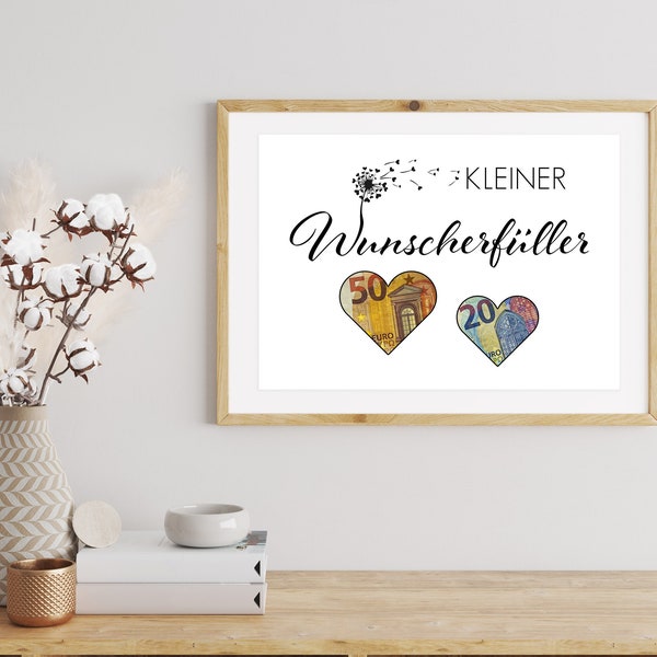 Money gift | Last minute birthday gift | wish fulfiller | hearts | Birthday gift| DIY template | PDF Instant Download