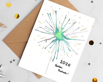 New Year's Eve 2026 card, greeting card, New Year's wishes, Happy New Year, Happy New Year, printable template A6 PDF, gift idea 2