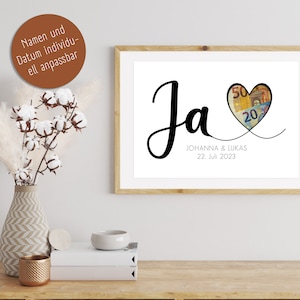 gift of money | Personalized Wedding Gift | Last minute wedding gift | heart | Yes | DIY Template | PDF Instant Download