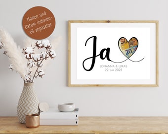 gift of money | Personalized Wedding Gift | Last minute wedding gift | heart | Yes | DIY Template | PDF Instant Download