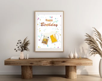 Geldgeschenk | Last Minute Geschenk Geburtstag | Geschenkidee Mann | Happy Birthday | Bier | Männer | DIY Vorlage PDF Sofort Download