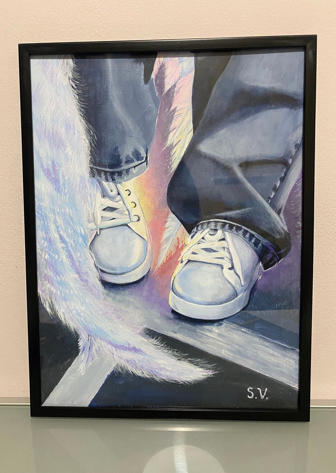 Angel, Acrylic Painting 3040 Cm Framed 3242 Cm Gift, Unique Gift, New ...