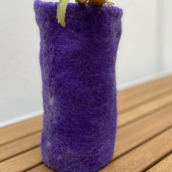 Handmade Felted Plant Pot Cover, Felt Wool Vase, Plant Mom Gift, Felt Wool Planter, Upcycled Jar Vase, Plant Pot Made Out Of Felt, Felt Pot