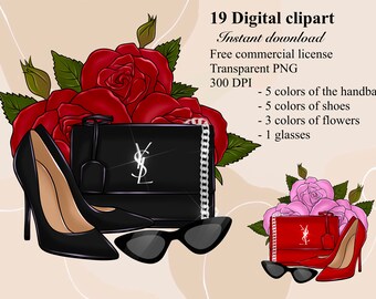 Shoes and Bag Clipart Bag Clipart Fashion Illustration Boss -  UK
