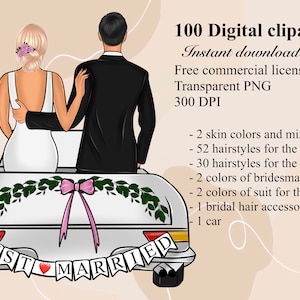 Wedding clipart,  Bride and groom Clipart, Family Clipart, Couple clipart, Wedding illustration, Fashion illustration, Customizable Clipart