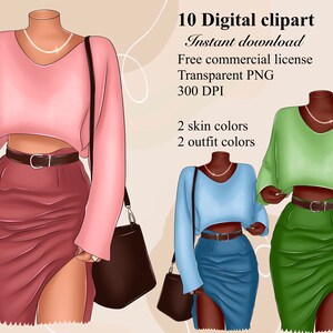 Fashion illustration, African American clipart, Stylish clipart, Look Clipart, Fashion clipart, Black woman clipart, Headless girl clipart