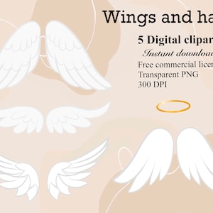 Angel Wings Clipart, Wings Clipart, Halo clipart, Halo png, Add a deceased relative, Instant download