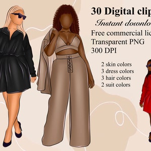 Faceless clipart, Boss girl clipart, Fashion illustration, African American clipart, Look Clipart, Fashion clipart, Black woman clipart